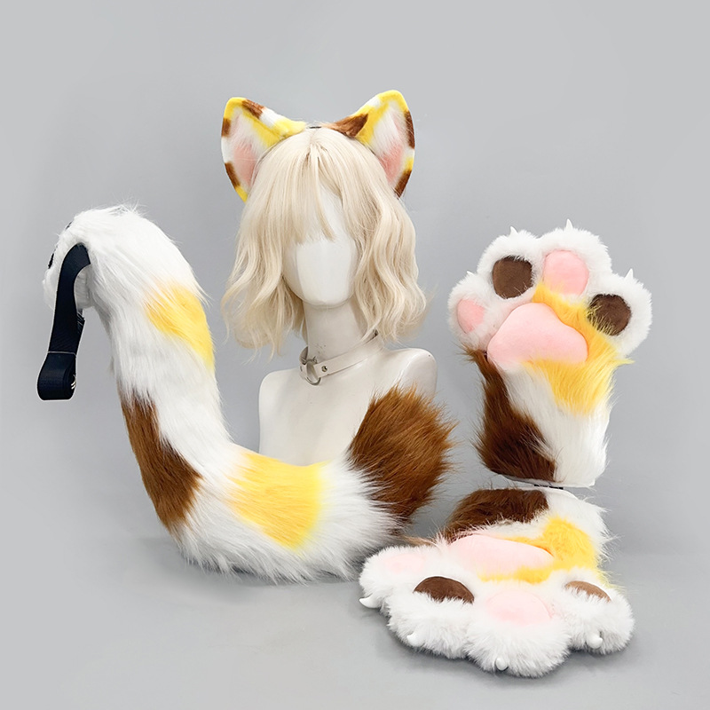 Detachable Cosplay Prop - Furry Cat Ears Tail Paws Set