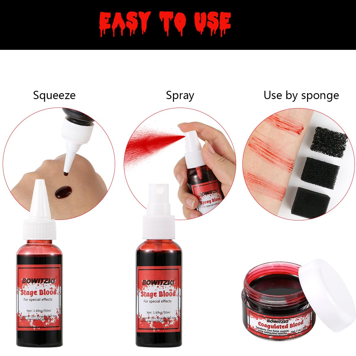Bowitzki Fake Blood 3PCS Stage – Body Paint Sfx Bewertung und Preis
