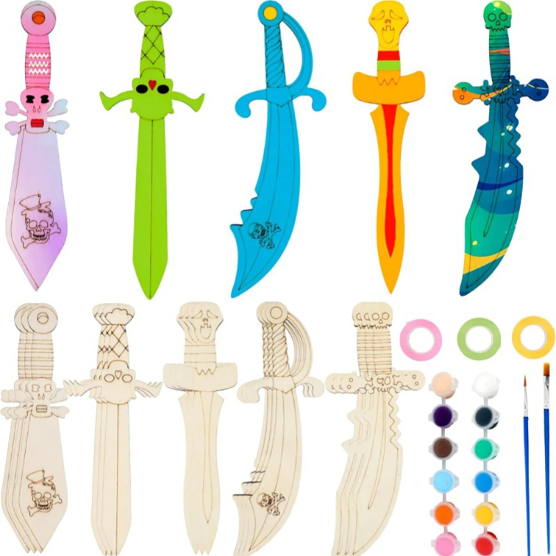 16pcs Wooden Swords Set Unfini – Cosplay Prop Painting Bewertung und Preis