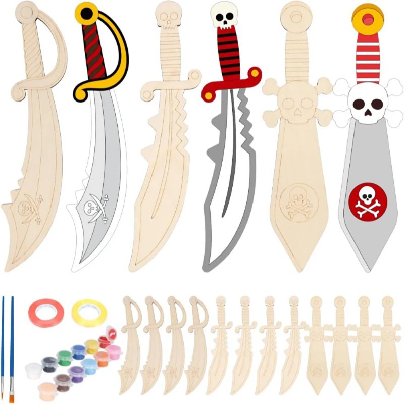 16pcs Wooden Swords Set Unfini – Cosplay Prop Painting Bewertung und Preis